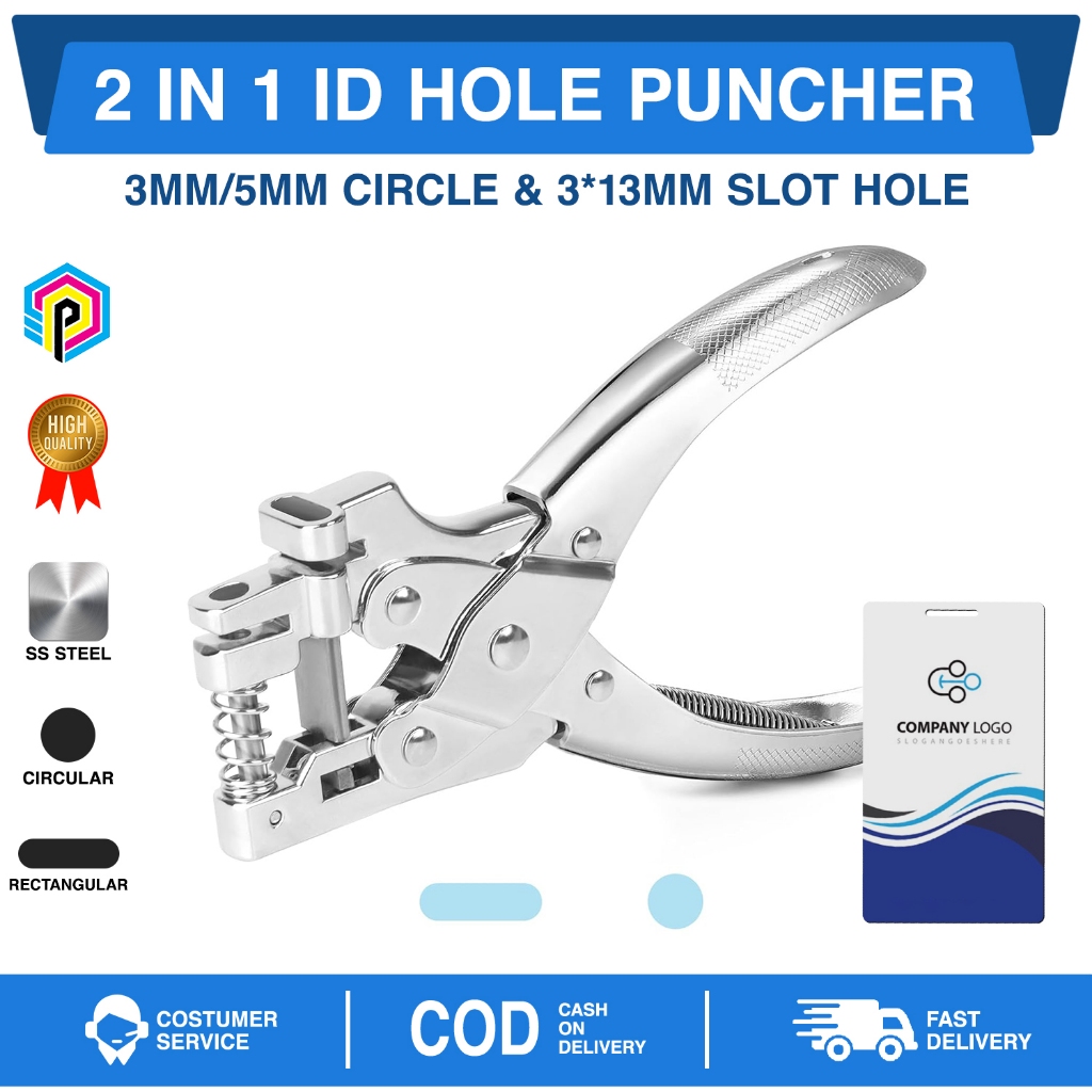 2 in 1 ID Hole Puncher Versatile Metal Puncher (3mm/5mm Circle and 3 ...
