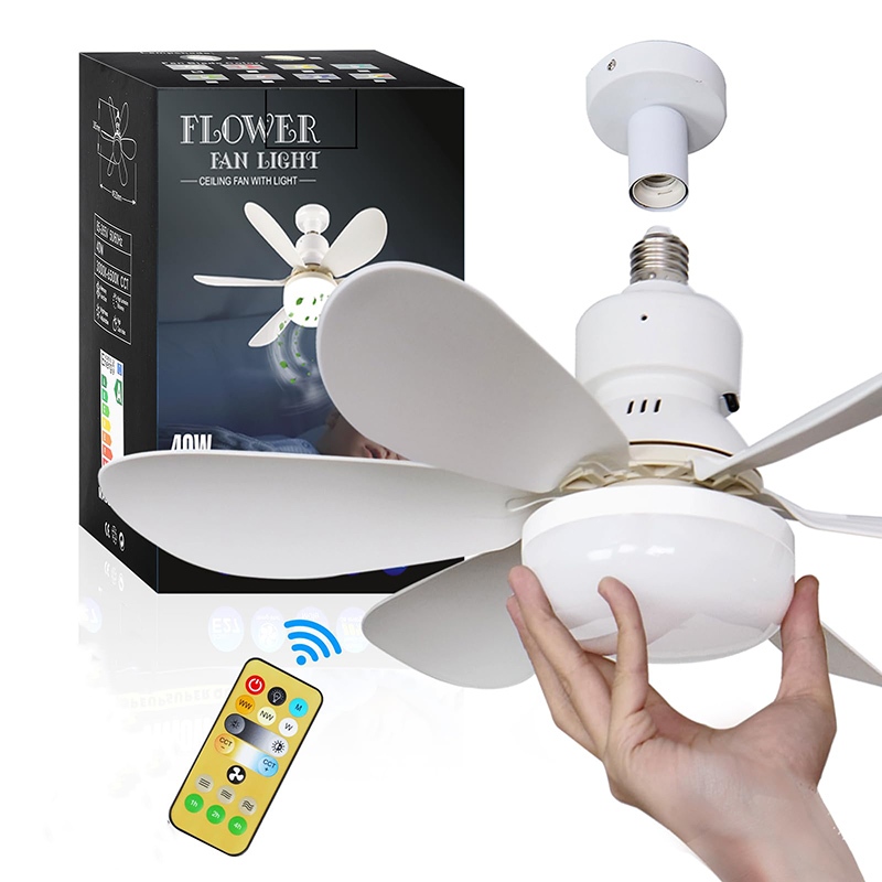 Fandis light 360° Rotate Ceiling Fan Lights With Remote E27 Tri-color ...