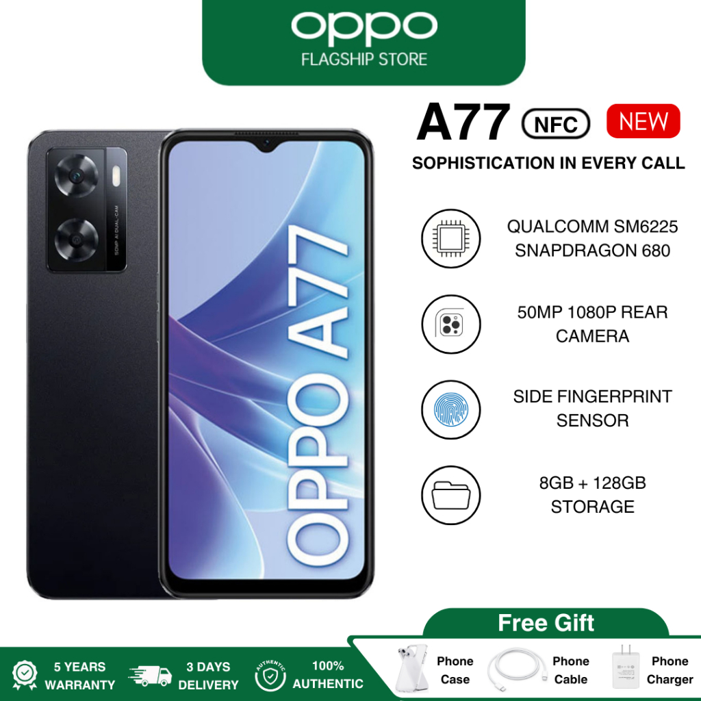 Oppo A77 4G 6.56inches LTE/CPH2473 (8GB+128GB) 50Mp, Qualcomm SM6225 ...