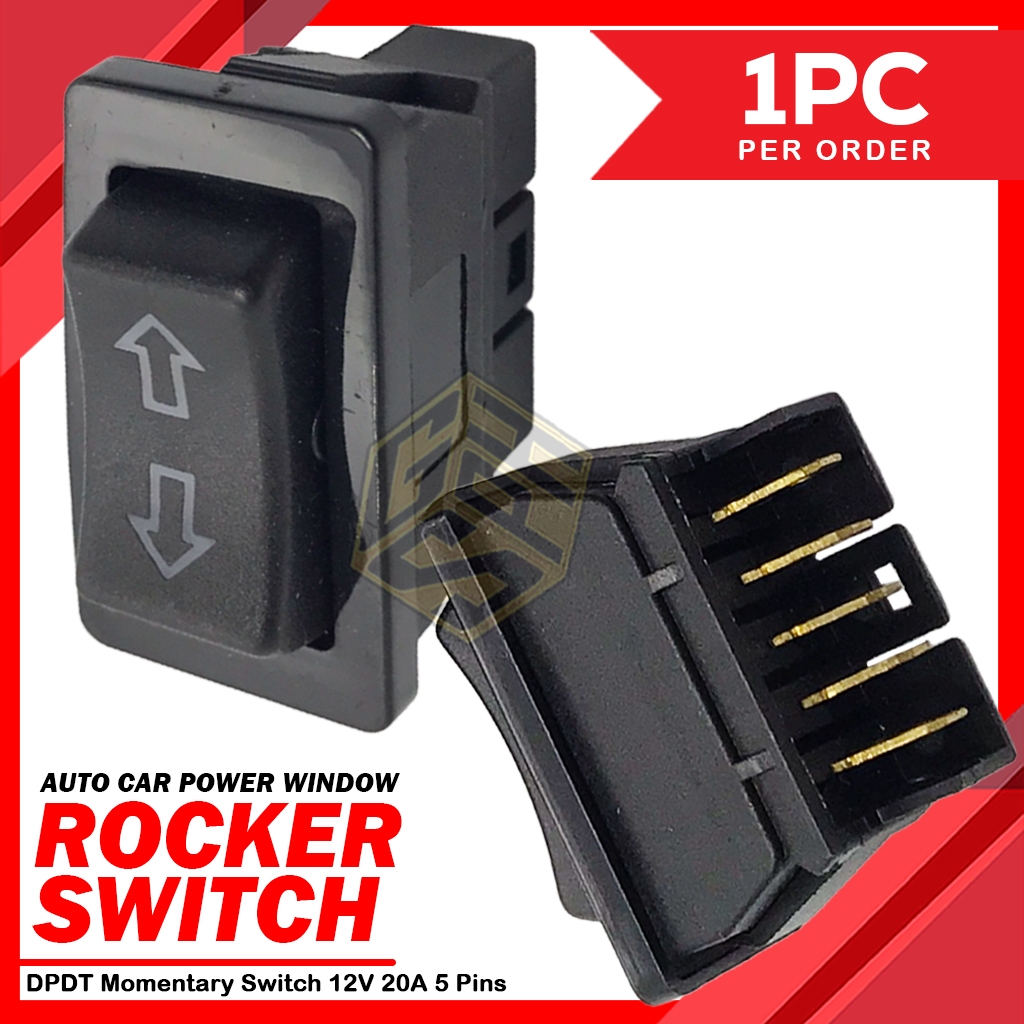 GS DPDT Momentary Switch 12V 20A – 5-Pin Universal Auto Car Rocker ...