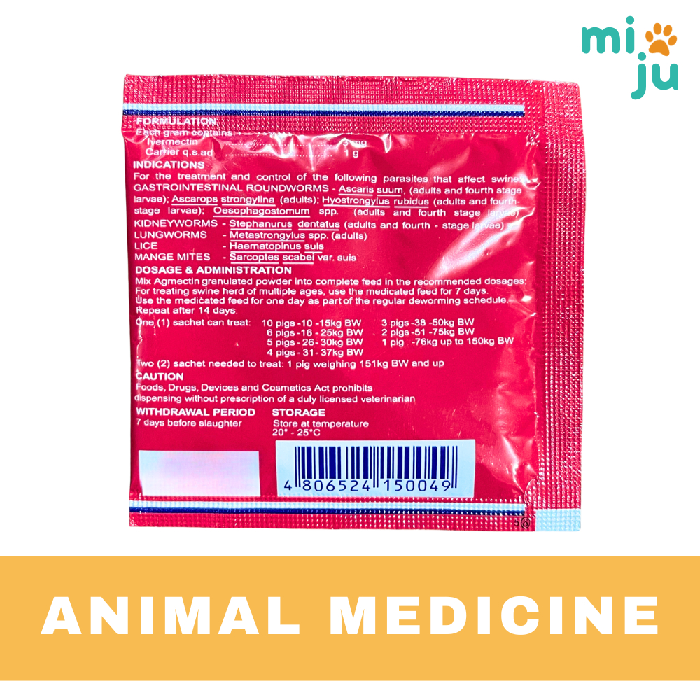 Agmectin Ivermectin 0.3% (1 Sachet x 5g) - For Animal Use | Shopee ...