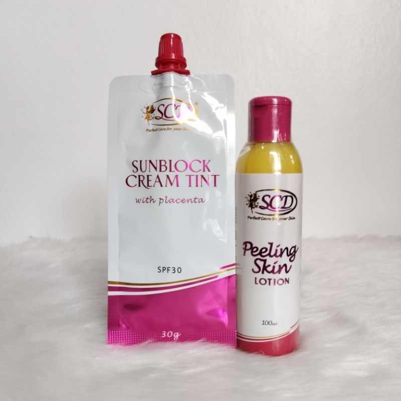 SCD Sunblock Cream Tint with Placenta 30g SPF30+SCD Peeling Lotion Set ...