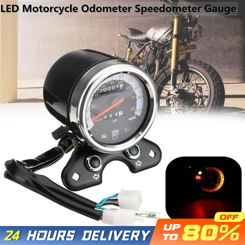 Universal Motorcycle Speedometer With LED Indication Gear Display ...
