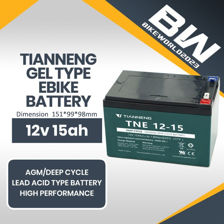 Battery Ebike 12v 15ah Tianneng Brand / Deep Cycle / AGM GEL Battery ...