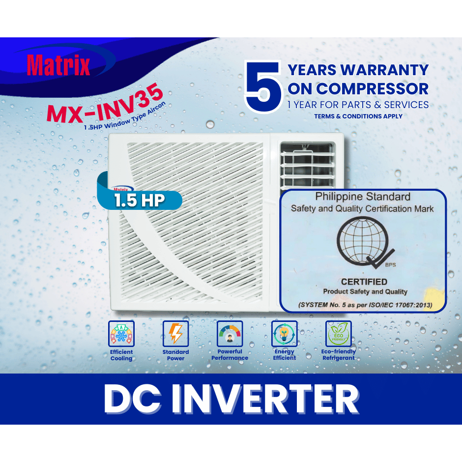Matrix MXINV35 1.5HP Window Type Aircon ( FULL DC INVERTER ) Shopee