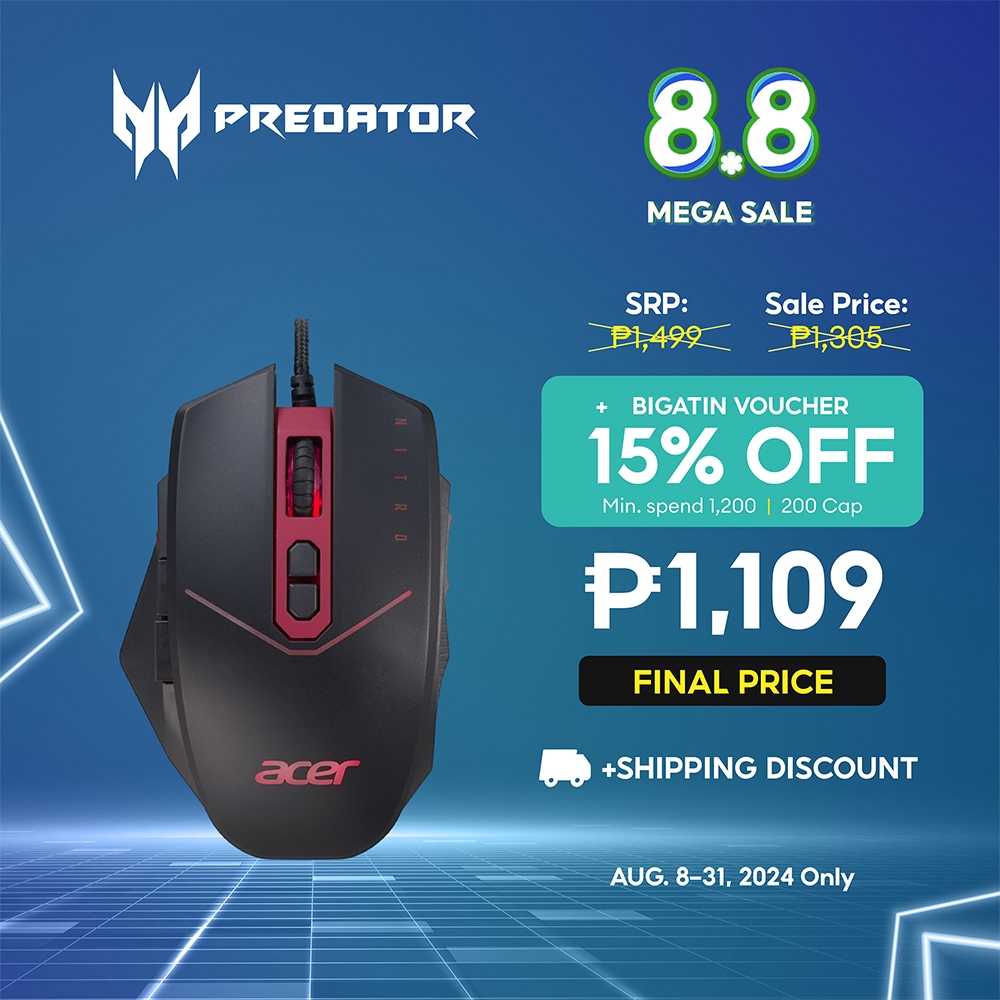 Acer Nitro NMW120 4200 DPI Lightweight Wired Gaming Mouse | Shopee ...