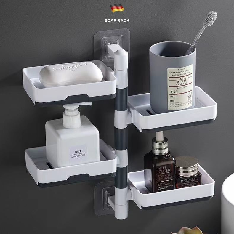 4/3/2/1Rotating Drain Soap Holder Bathroom Rack Wall Hanging Perforated ...