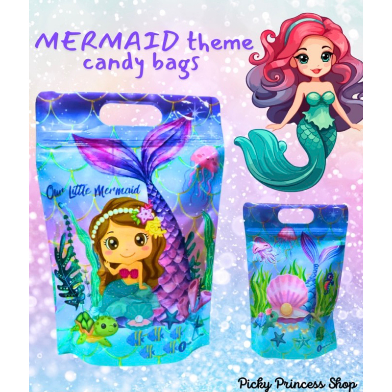 Mermaid Theme Candy Bag Chip Bags Candy Stand up Pouch Birthday Party ...