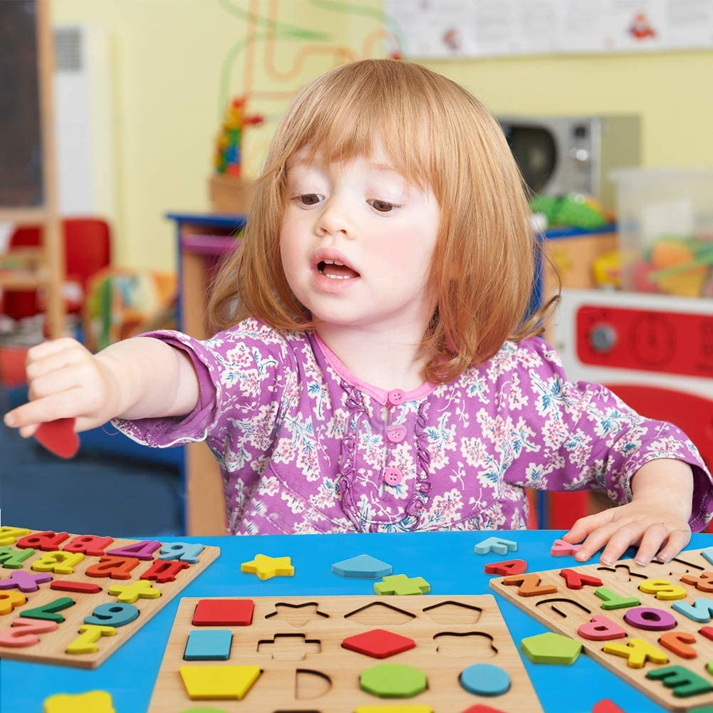 Alphabet Number Jigsaw Wooden Toys Children Number Letter Shape ...