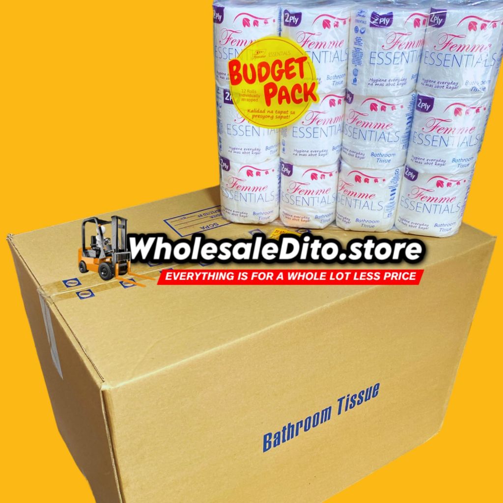 FEMME ESSENTIALS Bathroom Tissue Budget Pack - 12 Rolls 2 Ply 100% ...