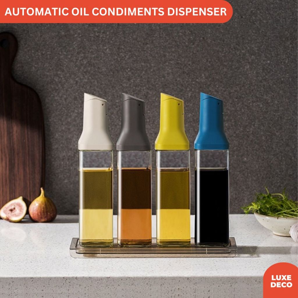 Luxedeco 500ml Oil Bottle Dispenser Auto Flip NonDrip Wide Opening