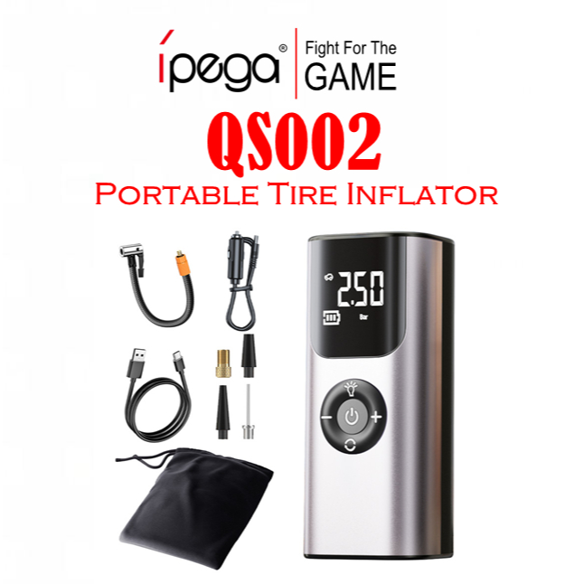 QS002 Universal Smart LED Portable Air Tire Inflator w/ Tire Pressure ...