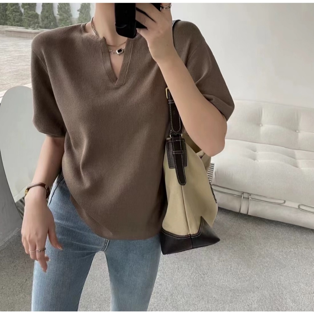 Miss M Notch Neck Oversize Solid Knitted Top 748 | Shopee Philippines