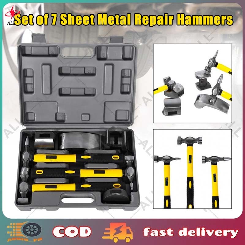 7PCS Auto Body Dent Repair Hammer Dolly Tool Kit Panel Beater Sheet ...