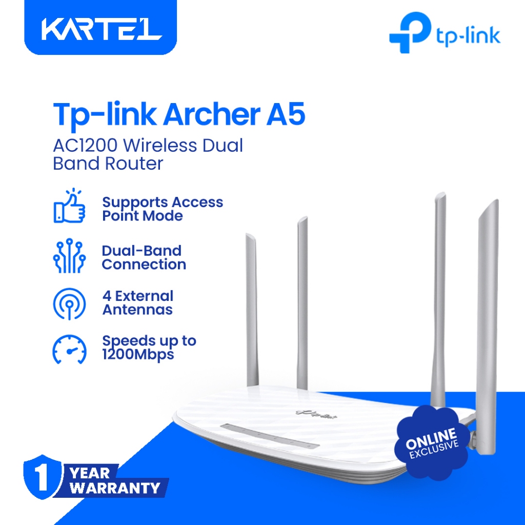 TP-Link ARCHER A5 AC1200 Wireless Dual Band Router | 2.4Ghz & 5Ghz WiFi ...