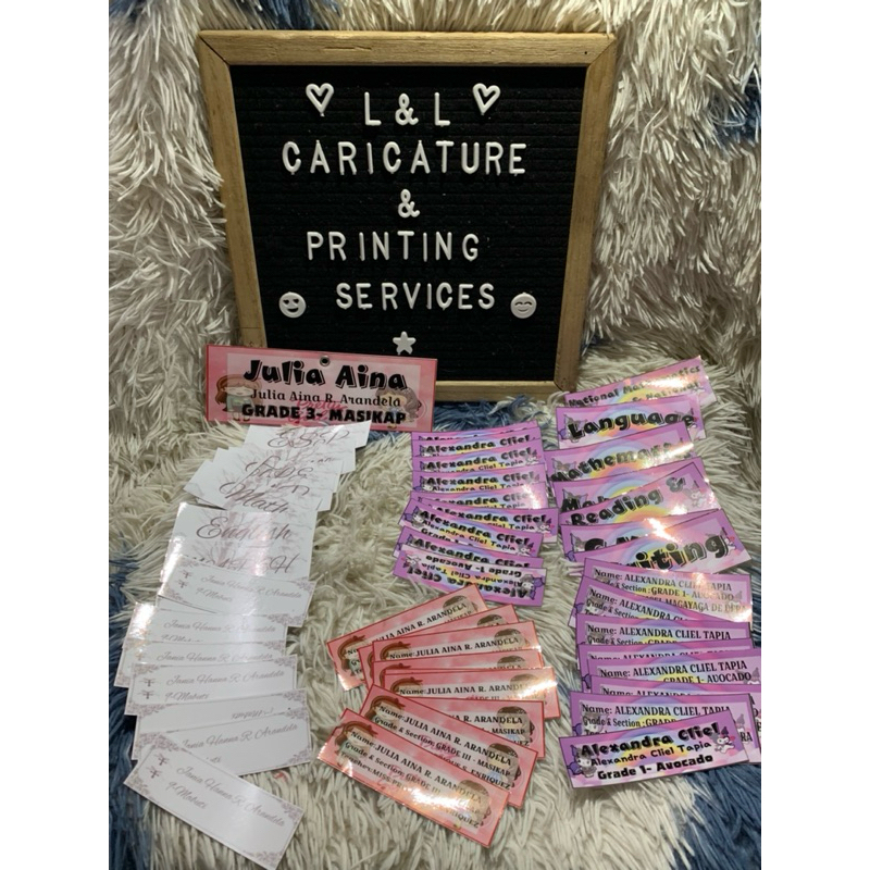 Portfolio Cover sticker, Subject label sticker and name label sticker ...