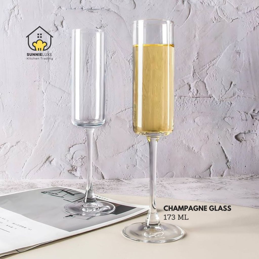 6Piece Champagne Flute Glass Set 173ml Clear Glass for Wine