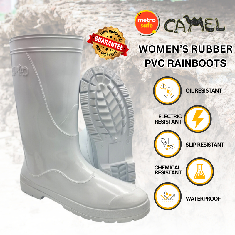 CAMEL CW 318 Ladies Women s Rubber Rain Boots PVC Rubber Waterproof Shoes White Shopee Philippines