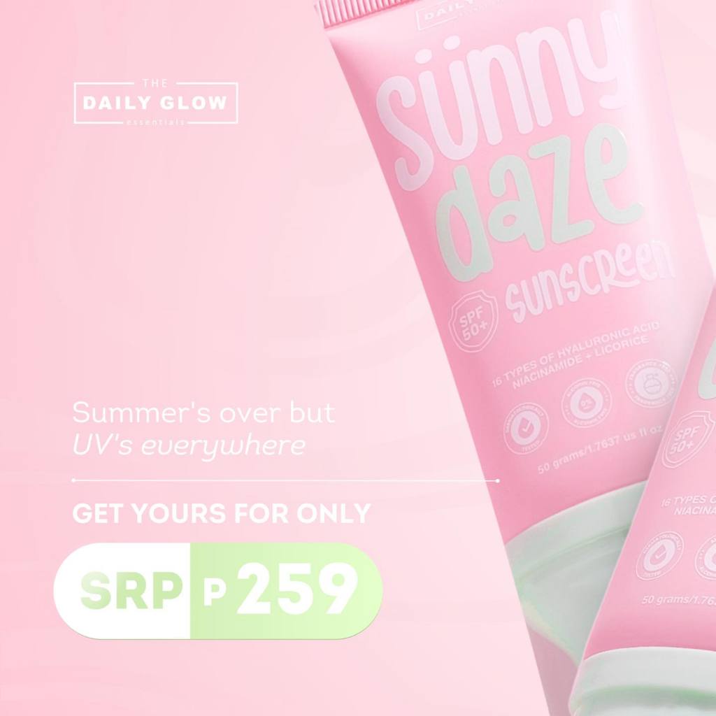 The Daily Glow Sunny Daze Sunscreen SPF50 50g Sun Protection Hydrating ...