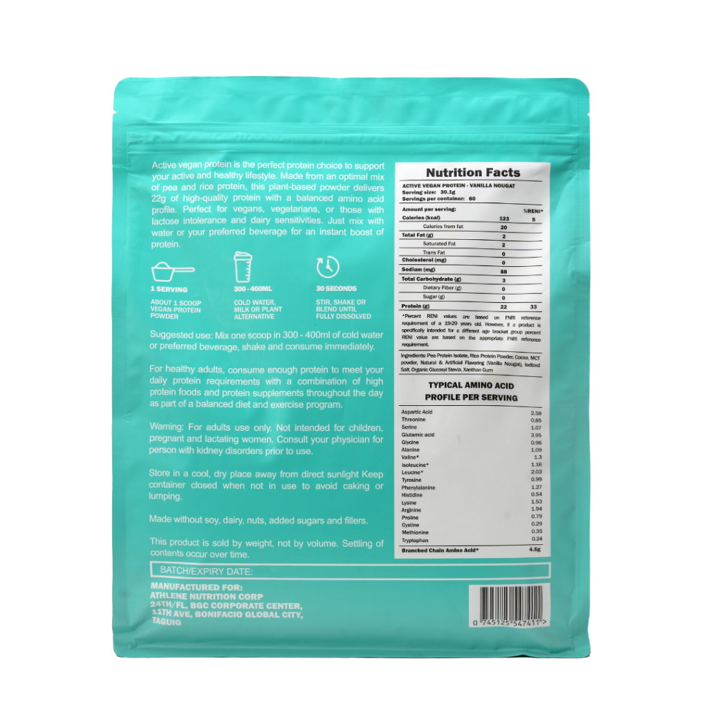 ACTIVE Vegan Protein 4LB (Pea and Rice Protein Plant Protein Powder ...