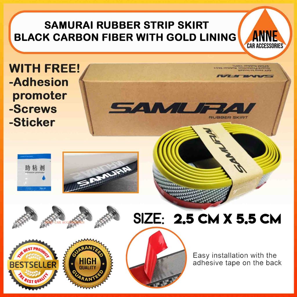 Samurai Carbon Fiber Black w/ Gold Car Front Bumper Lip Protector ...