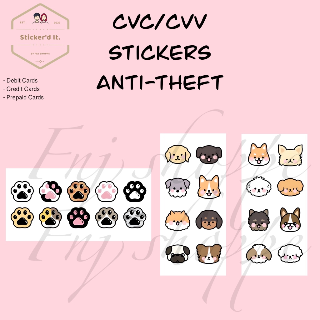 Dog Edition Version 2 - Cute CVV/ CVC Stickers (Anti-Theft Stickers for ...