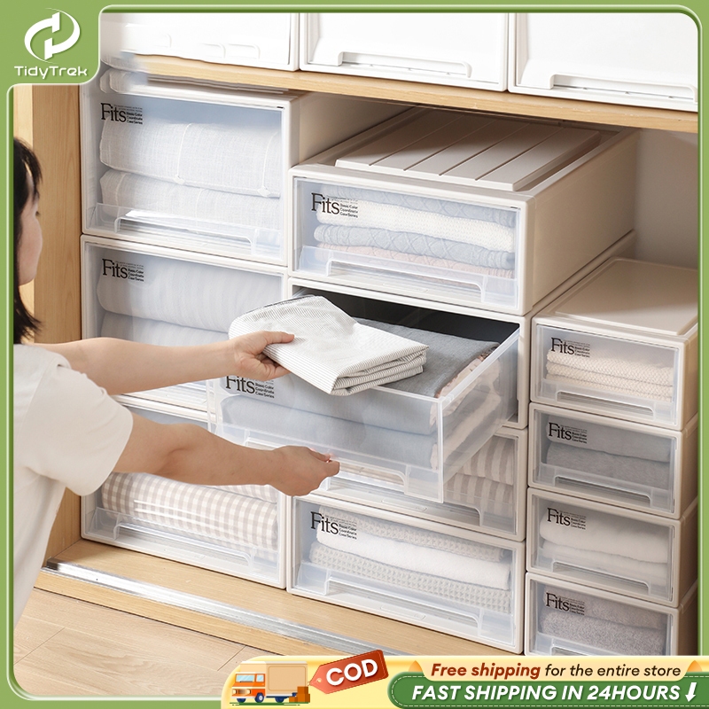 TT Plastic Wardrobe Organizer Drawer Multipurpose Stackable For Clothes ...
