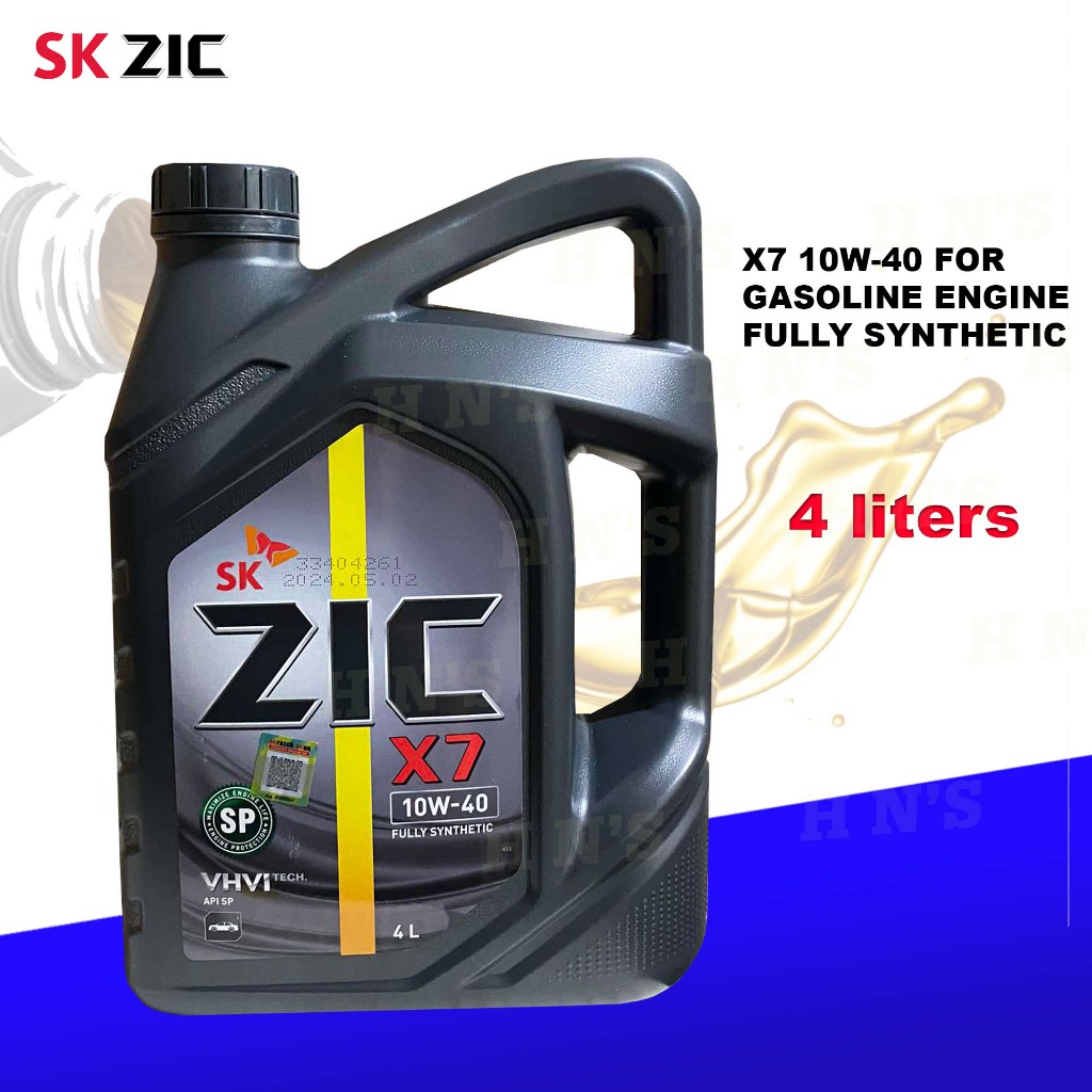 SK ZIC X7 10W-40 API SP Fully Synthetic Motor Oil 1 Gallon ( 4 Liters ...