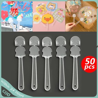 50pcs Handheld Fans Handles Transparent Plastic Advertising Fan Handle ...