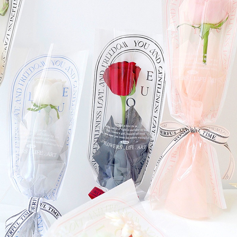 20pcs/pack Single Fresh Flower packaging bag(ribbons not included ...