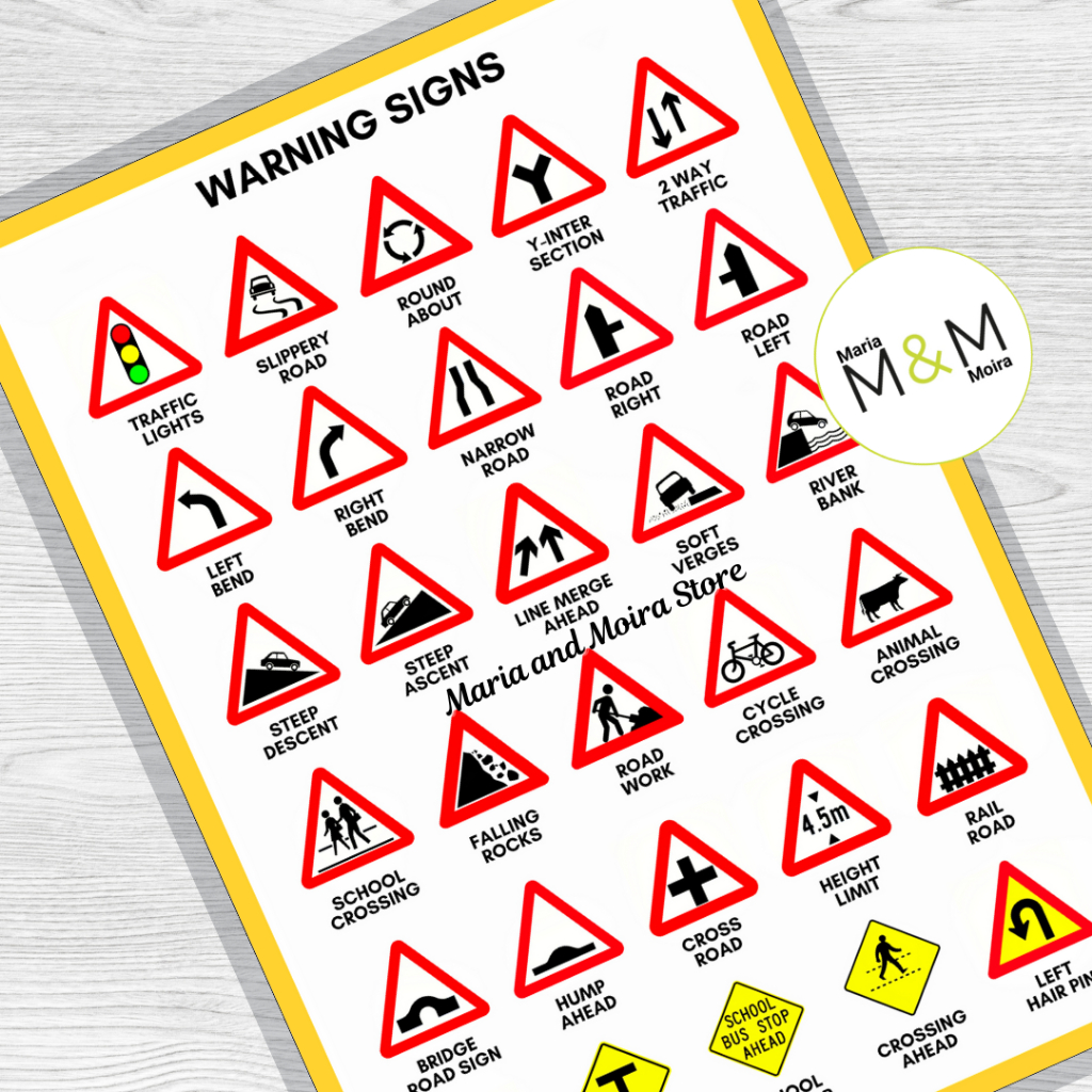 LAMINATED ROAD SAFETY SIGNS CHARTS | A4 SIZE | EDUCATIONAL SAFETY ...