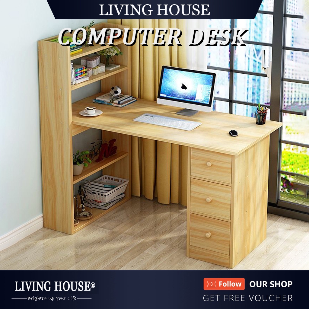 LIVING computer desk with bookshelf study desk writing desk office desk ...