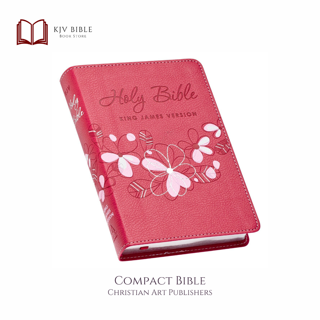 KJV009 | King James Version Compact Floral Pink Faux Leather | KJV Holy ...