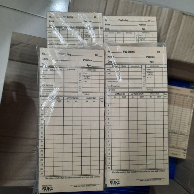 Daily Record Time Card Model 9000 for Takara, Amano Bundy Clock (100pcs ...