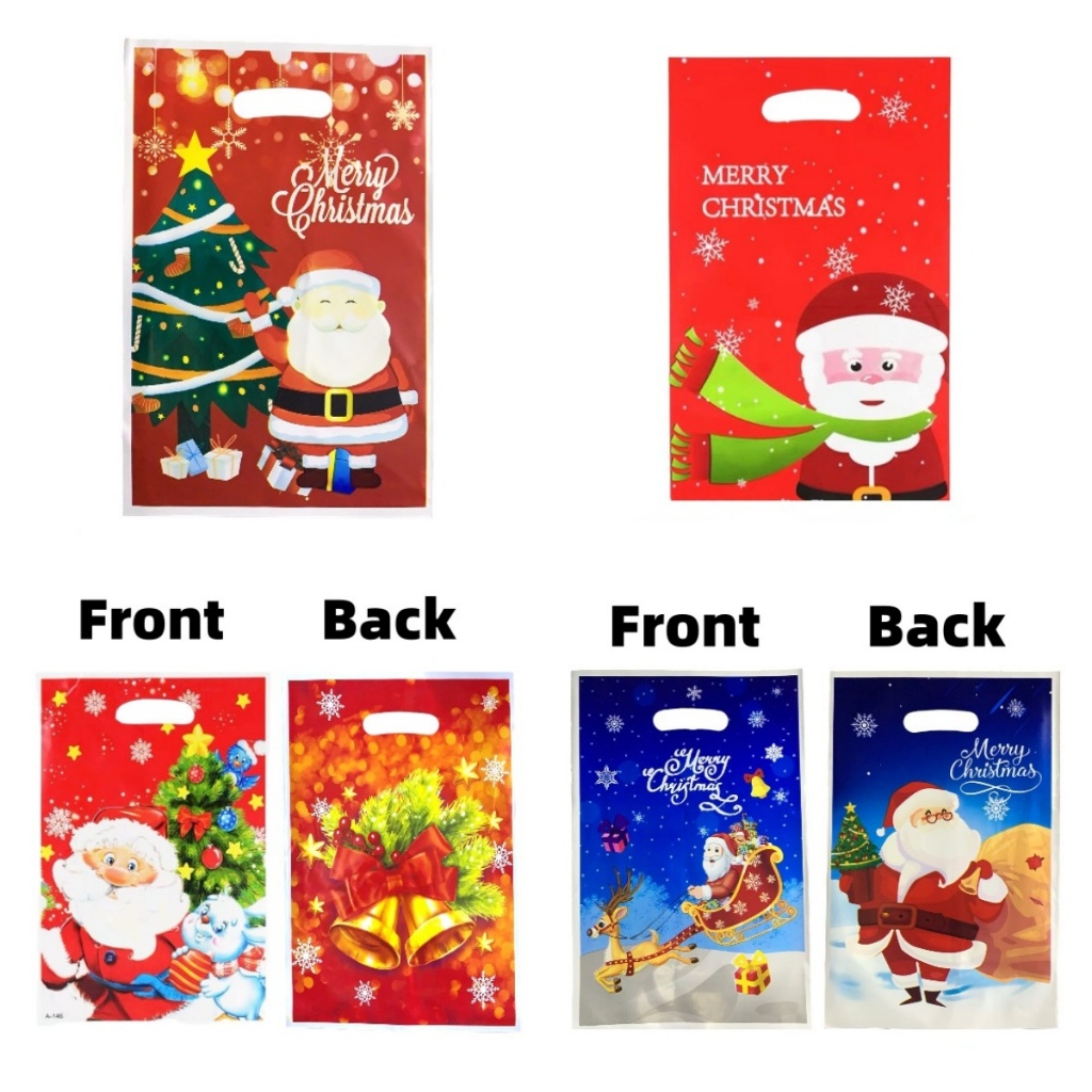 10Pcs Merry Christmas Loot Bag Plastic Bag Gift Bag Xmas Party — free download