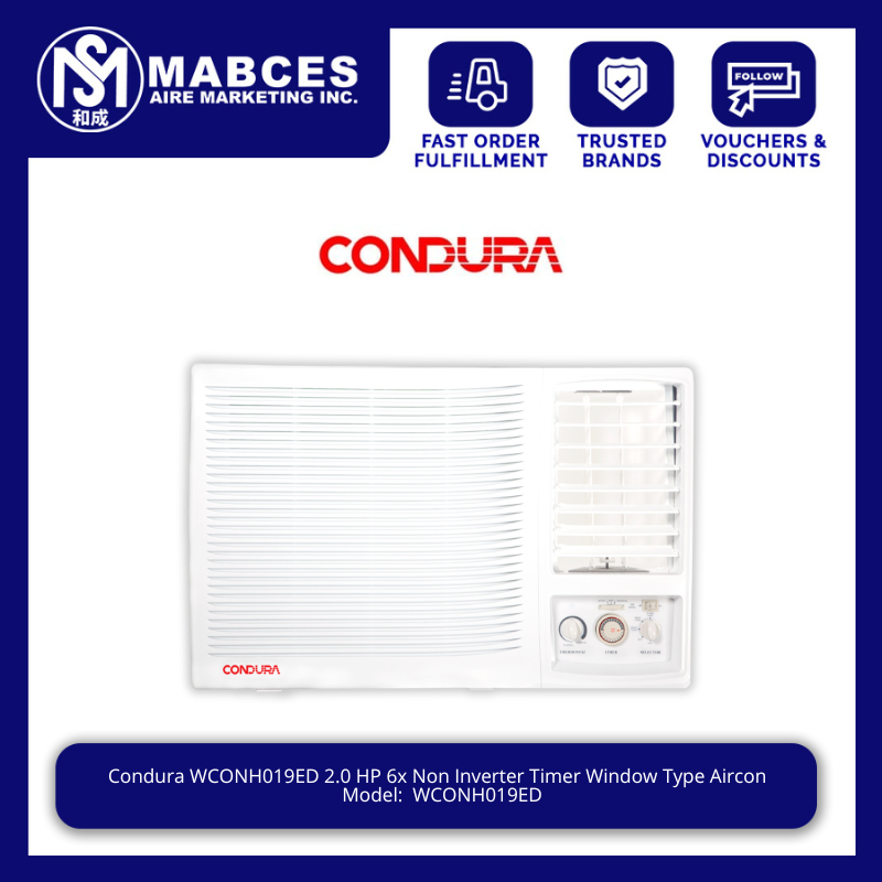 Condura WCONH019ED 2.0 HP 6x Non Inverter Timer Window Type Aircon ...