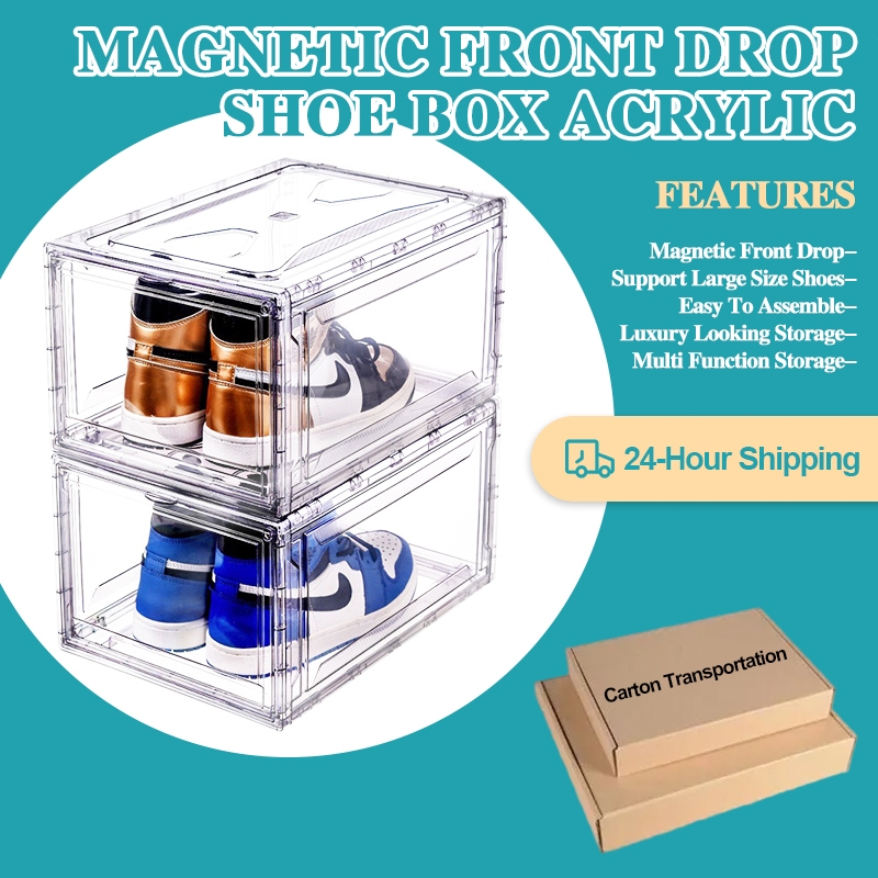 Transparent Acrylic Sneaker Shoes Rack Shoe box Organizer 5 and 10 Pack ...