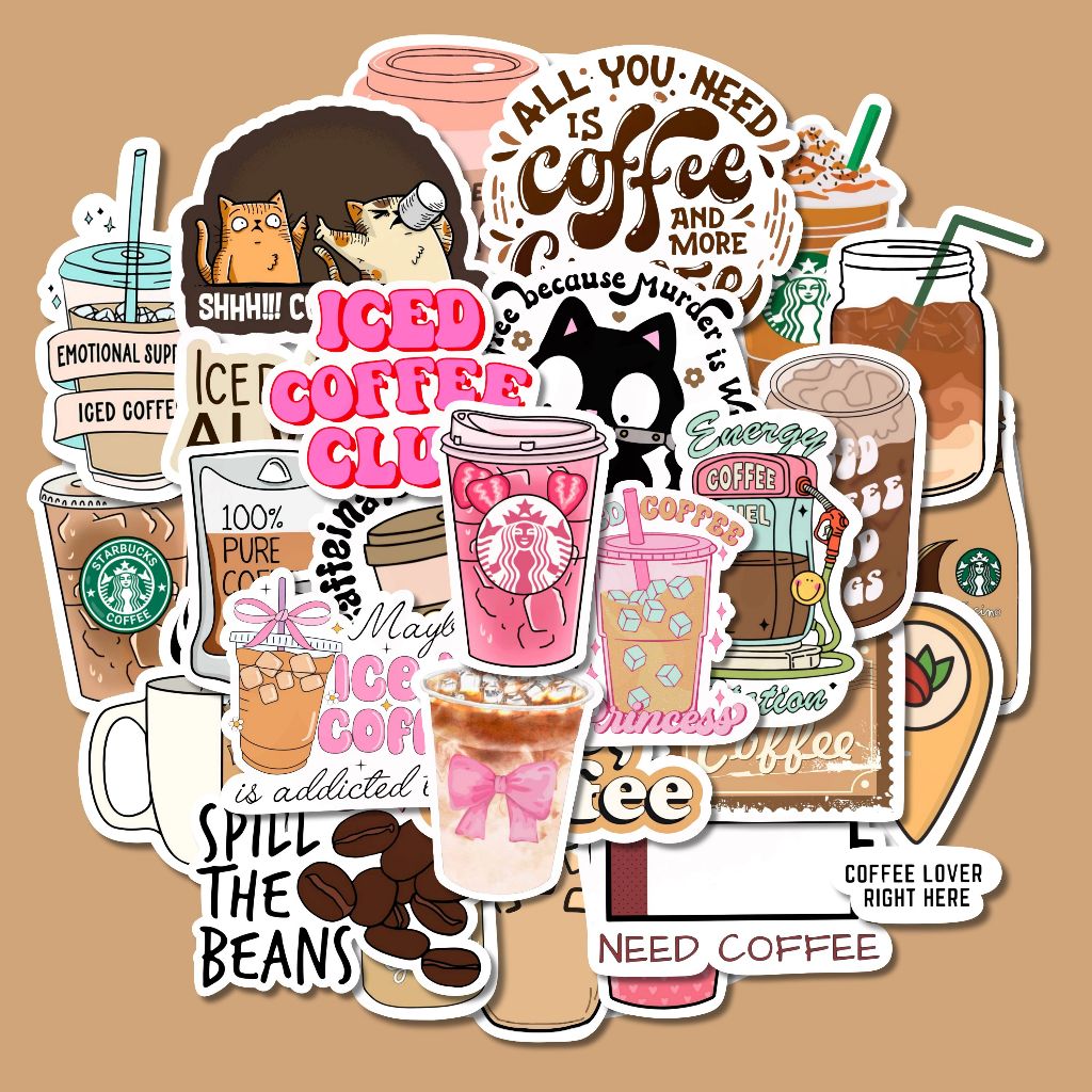 Iced Coffee Stickers 1 | Kindle Decor Waterproof Holographic Glitter ...