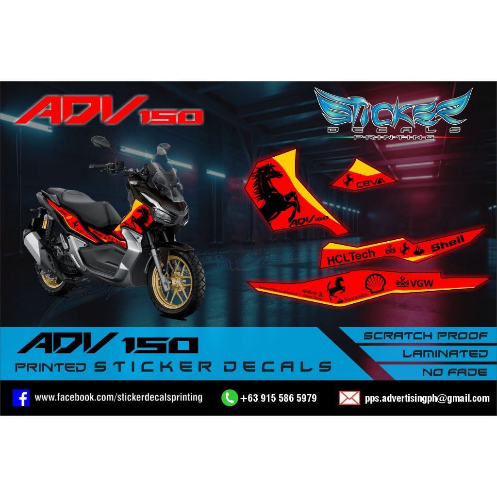 Honda ADV 150 F1 Racing Ferrari Sticker Decals | Shopee Philippines
