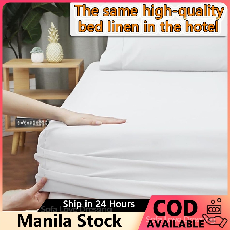 Hotel Cotton Plain White Fitted Bedsheet Only Washable Bedspread Plain ...