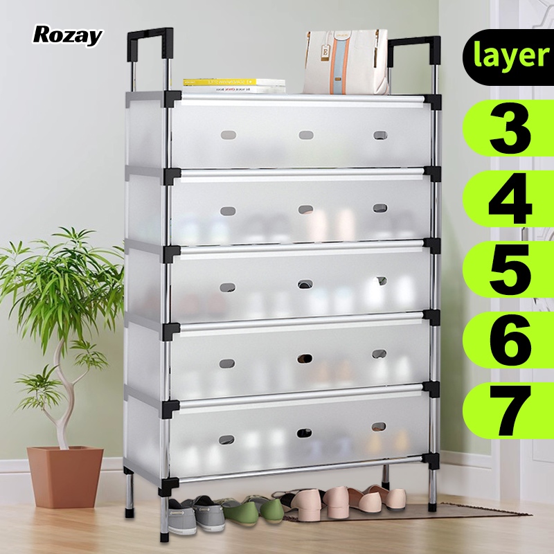 3/4/5/6/7Layers Shoe rack organizer with cover Dustproof Waterproof Shoe  Storage Indoor and outdoor