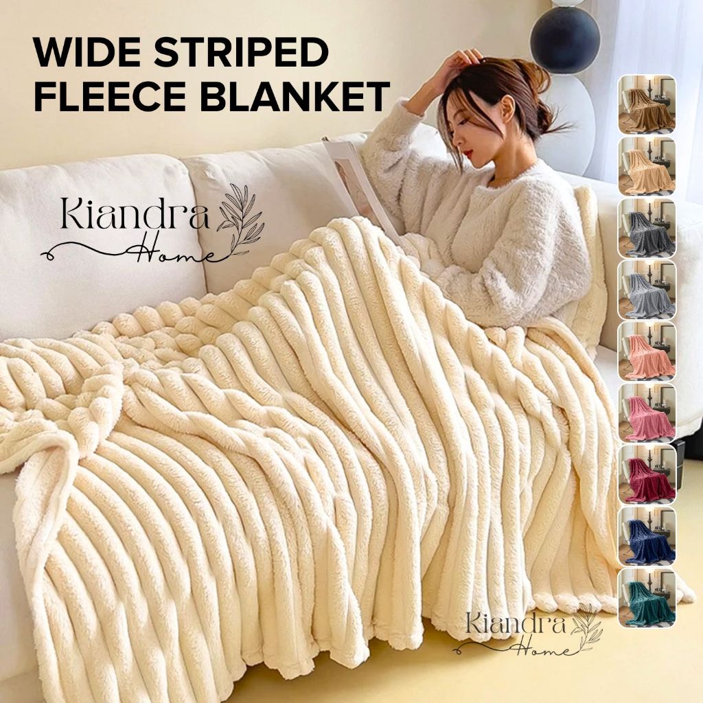 Kiandra Home Wide Ribbed Velvet Fleece Blanket Double Queen and King Size Thick Blanket Shopee Philippines