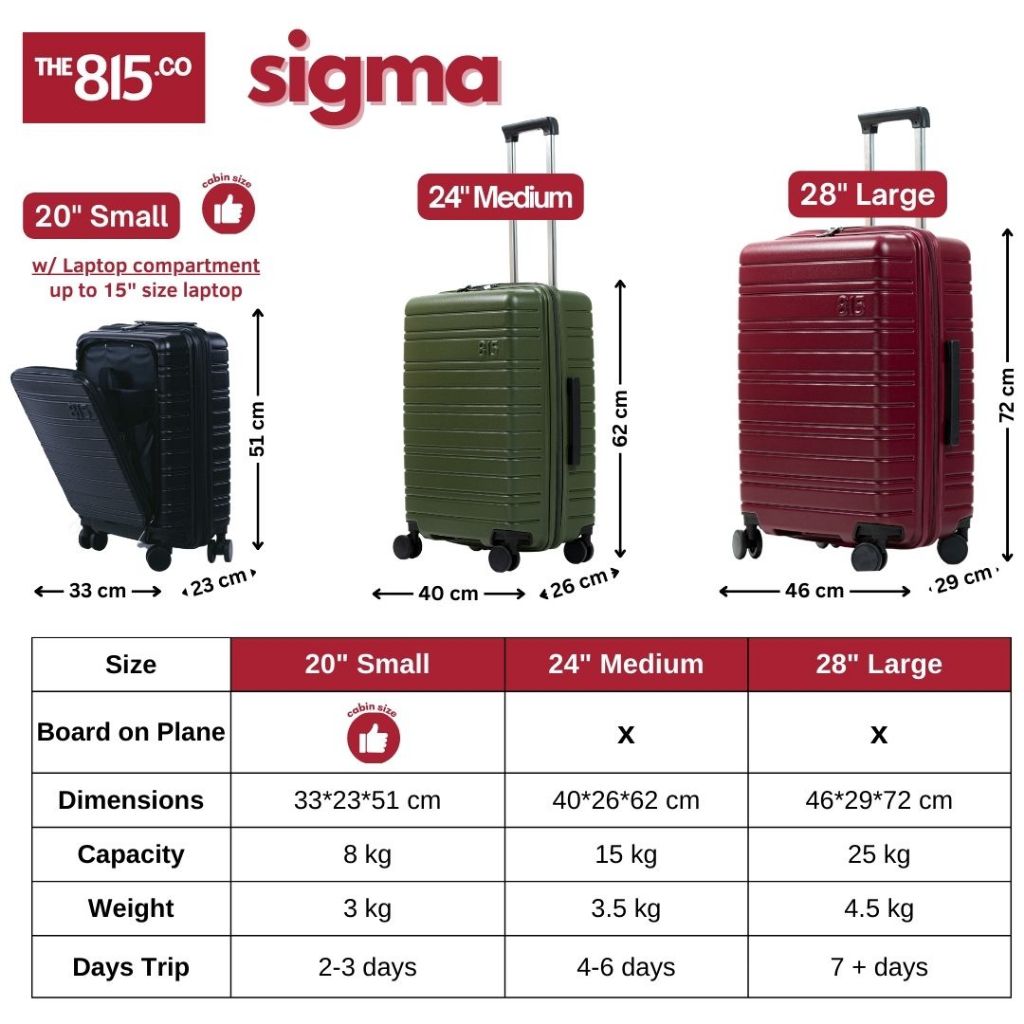 Small luggage size sales