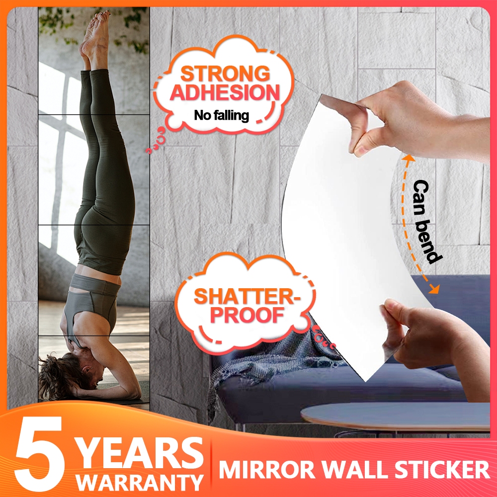 30*30CM Flexible HD Mirror Sticker Wall Self Adhesive Acrylic Stitching ...