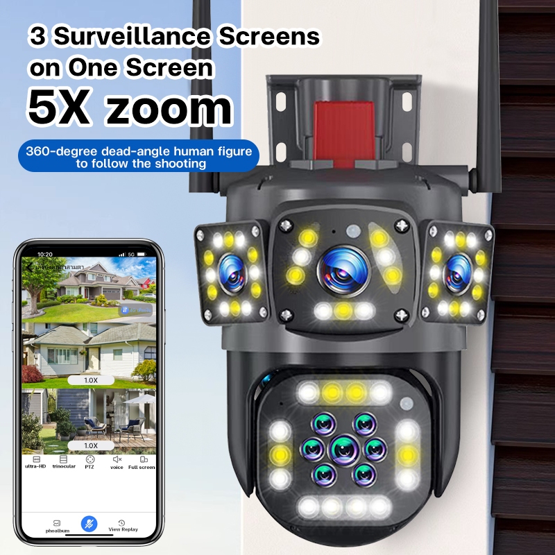 CCTV Camera 5MP FOUR Cam Camera Wifi CCTV THREE Lens 5X Zoom Outdoor ...