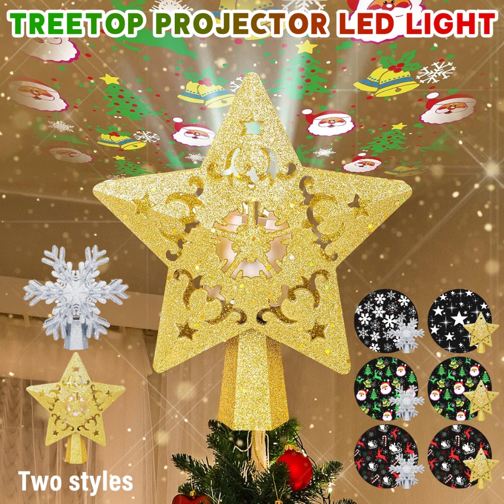 Christmas Tree Topper Lights 3D Projector Lights Holiday Decorations ...