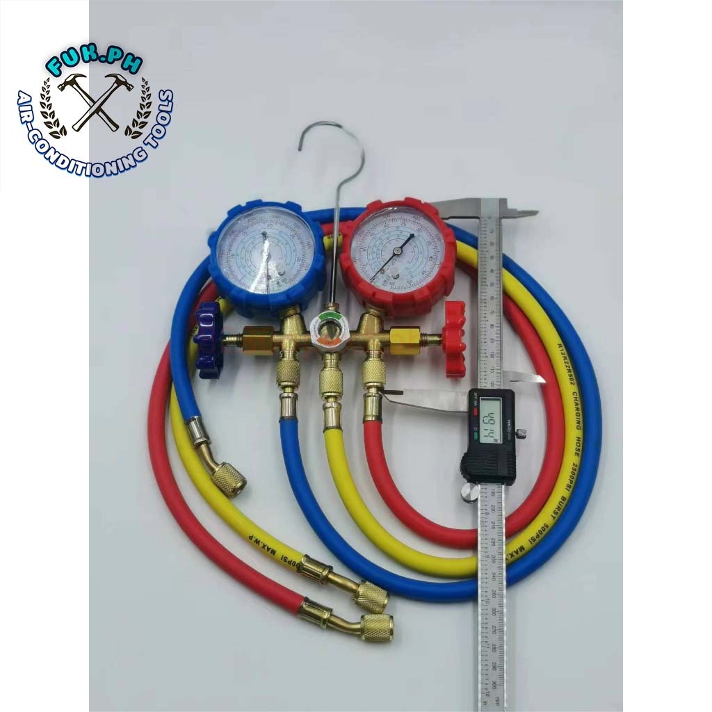 Brass Manifold Gauge Set with Hose R134a / R22 / R12 / R502 | Shopee ...