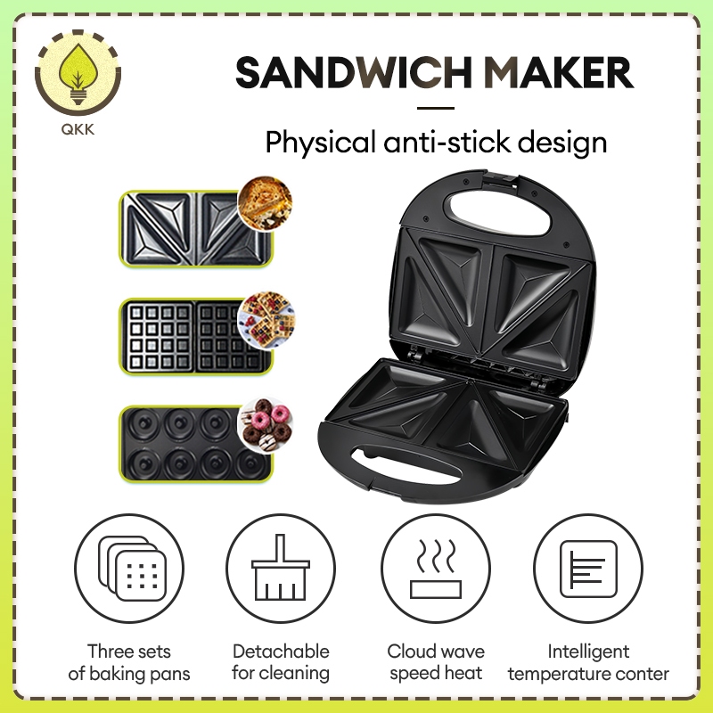 QKK 3 in1 Sandwich Maker Electric Donut Maker Waffle Maker Non Stick