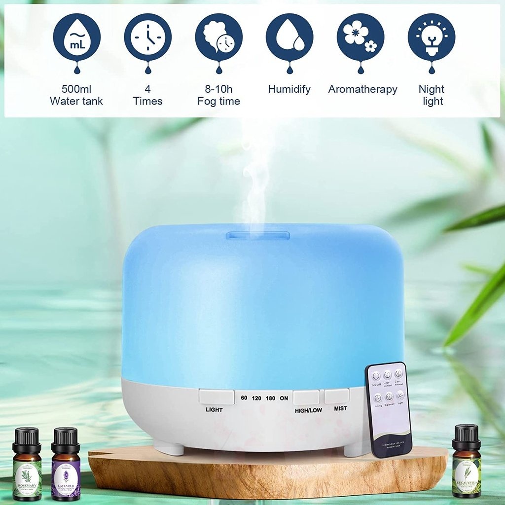GTZU 500ML 7 LED Humidifier Essential oil Ultrasonic Aromatherapy