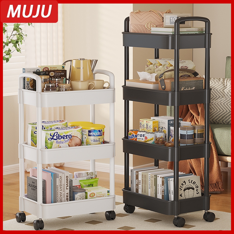 MUJU 3/4/5 Tier Trolley Cart Organizer Moving Rack With Wheel for Room ...